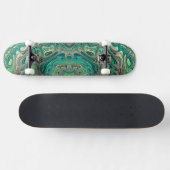Skateboard Turquoise Fractal Paua Abalone Shell Thème Nautiqu (Horz)