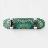 Skateboard Turquoise Fractal Paua Abalone Shell Thème Nautiqu (Horz)
