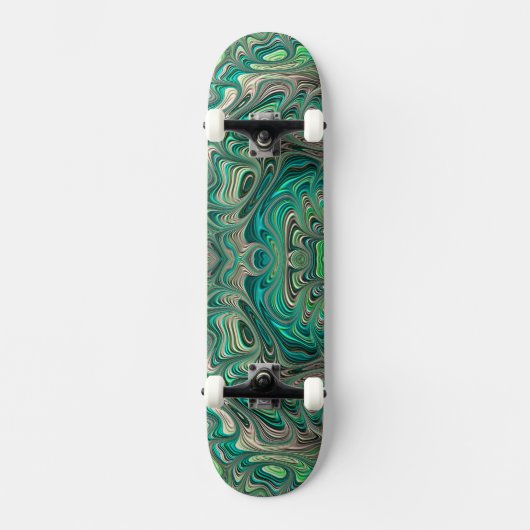 Skateboard Turquoise Fractal Paua Abalone Shell Thème Nautiqu (Recto)