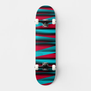 Skateboard Turquoise-rouge Abstrait