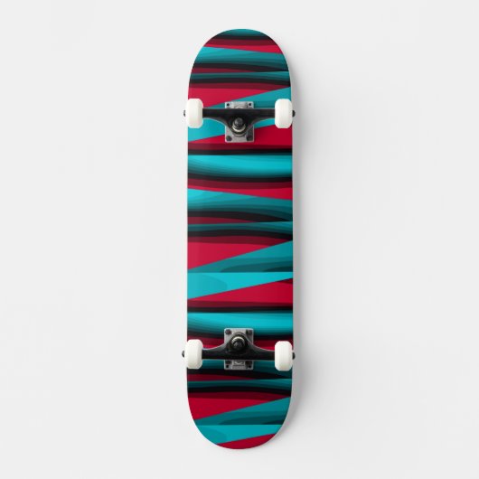 Skateboard Turquoise-rouge Abstrait (Recto)