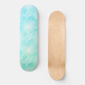 Skateboard Turquoise Tortles Motif Côte Tropicale (Recto)