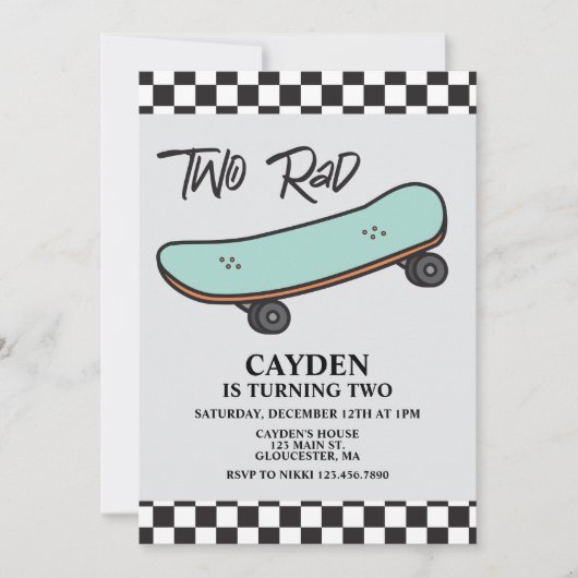 Skateboard Twee Rad 2e Verjaardag Kaart (Voorkant)