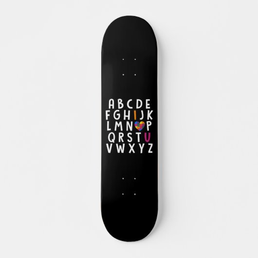 Skateboard Type d'alphabet de sensibilisation sur l'autisme (Devant)