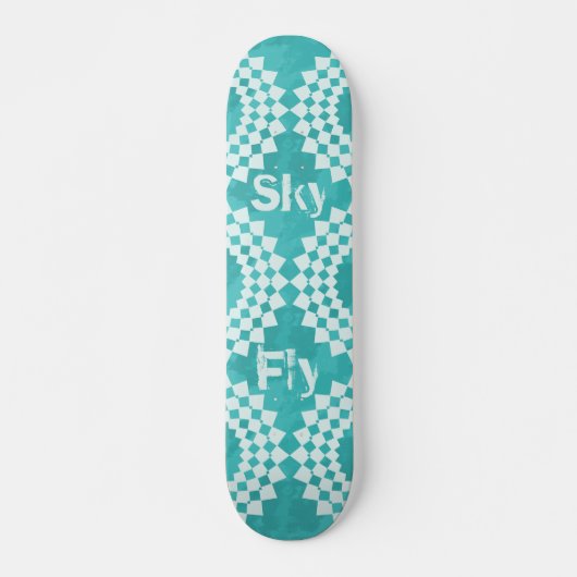 Skateboard Typographie moderne Fly Sky Blue Mandala (Devant)