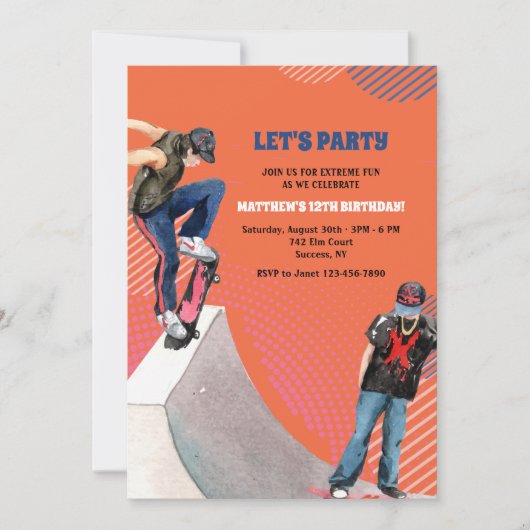 Skateboard Uitnodiging (Voorkant)