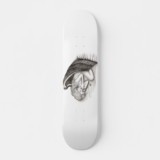 Skateboard Un Angel endormi, noir et blanc (Devant)
