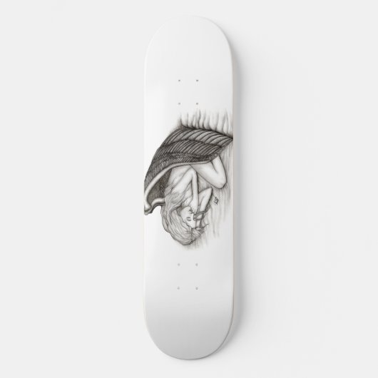 Skateboard Un Angel endormi, noir et blanc (Recto)