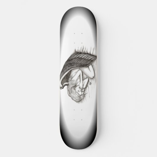 Skateboard Un Angel endormi, noir et blanc (Recto)
