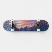 Skateboard Un coucher de soleil vif peint le ciel au-dessus d (Horz)