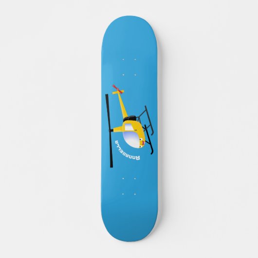 Skateboard Un joli hélicoptère de dessin animé jaune (Devant)