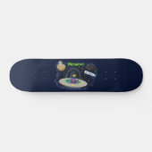 Skateboard Un joli poisson heureux dans l'espace dessin animé (Horz)