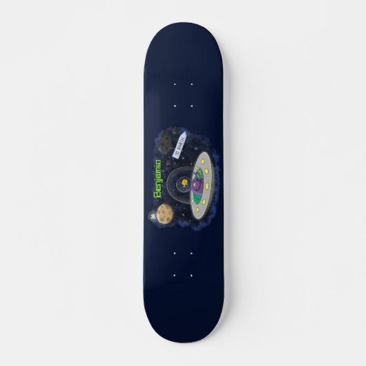 Skateboard Un joli poisson heureux dans l'espace dessin animé (Devant)