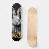 Skateboard Un lapin gris génial en feu (Recto)