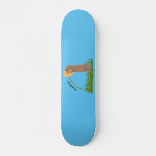 Skateboard Un mignon chien de prairie reniflant la caricature (Devant)