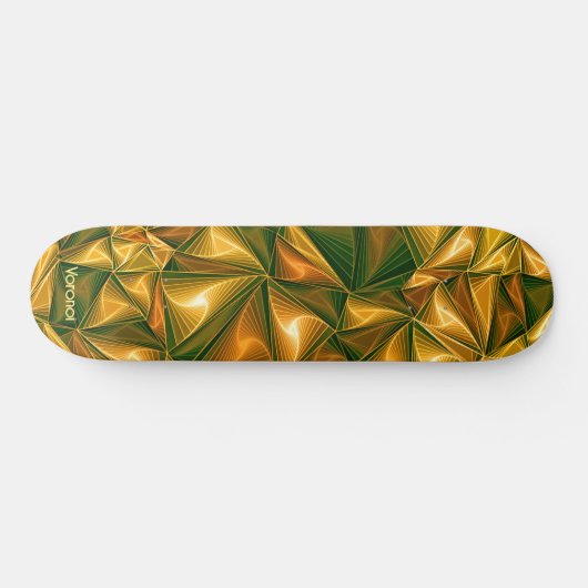 Skateboard Un triangle de voronoi motif en or, roux, verts (Horz)