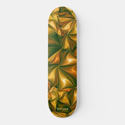 Skateboard Un triangle de voronoi motif en or, roux, verts (Recto)