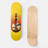 Skateboard Une belle femme africaine Silhouette sur les solei (Recto)
