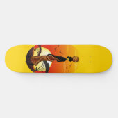Skateboard Une belle femme africaine Silhouette sur les solei (Horz)