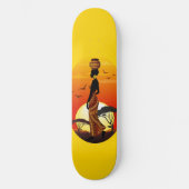 Skateboard Une belle femme africaine Silhouette sur les solei (Recto)