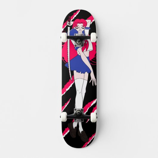 Skateboard Une écolière japonaise rose Anime (Recto)