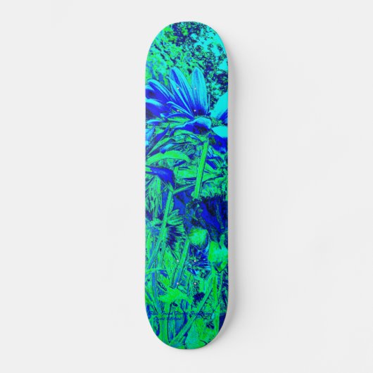 Skateboard Une expérience florale de vert bleu (Recto)