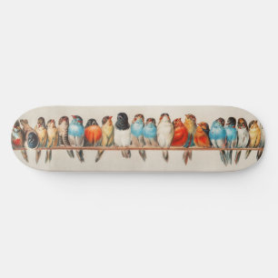 Skateboard Une perche d'oiseaux illustration vintage