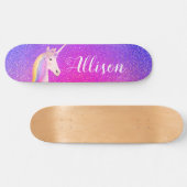 Skateboard Unicorn rose violet Parties scintillant étincelles (Horz)