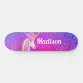 Skateboard Unicorn rose violet Parties scintillant étincelles (Horz)