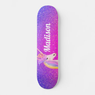Skateboard Unicorn rose violet Parties scintillant étincelles