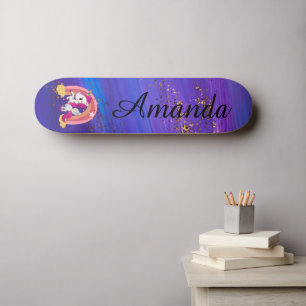 Skateboard Unicorne violette personnalisée