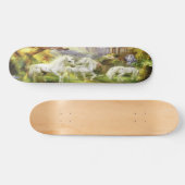 Skateboard Unicornes Blanches Imaginaire En Champ (Horz)