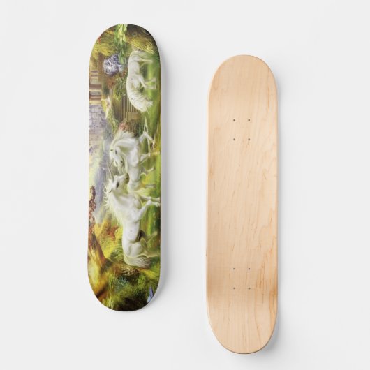 Skateboard Unicornes Blanches Imaginaire En Champ (Recto)