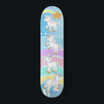 Skateboard Unicornes magiques - Bleu<br><div class="desc">🥇 UN DESIGN ORIGINAL DE DROITS D'AUTEUR DE Donna Siegrist SEULEMENT DISPONIBLE SUR ZAZZLE! Unicorn Skateboard avec un arrière - plan bleu et un arc-en-ciel coloré et des licornes prêts à vous personnaliser. REMARQUE : SEULEMENT CHANGER LES ZONES MODÈLES NÉCESSAIRES! 😀 Si nécessaire, vous pouvez supprimer le texte et commencer...</div>