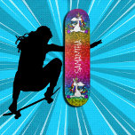 Skateboard Unicorns Colorful Modern Girl Parties scintillant<br><div class="desc">Unicorns Parties scintillant Skateboard Quand vous avez besoin de votre impact couleur sur le dessus. "Je vois tes vraies couleurs / Et c'est pourquoi je t'aime", chante-t-elle. Libérez votre licorne interne ⭐ Ce produit est 100% personnalisable. *****Cliquez sur le BOUTON PERSONNALISER pour ajouter, supprimer, déplacer, redimensionner, modifier, tourner, etc... n'importe...</div>