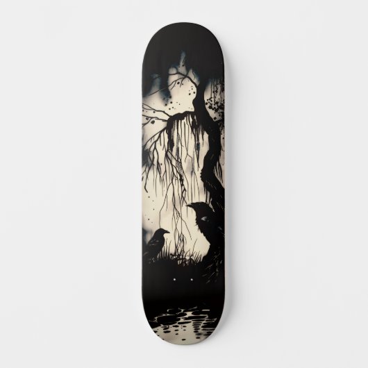 Skateboard Unique Artsy Gothic Raven Patinage Deck (Recto)