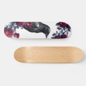 Skateboard Unique Girly Black Raven & Red Roses Skate Deck (Horz)