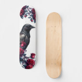 Skateboard Unique Girly Black Raven & Red Roses Skate Deck (Recto)