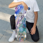 Skateboard Unique Moderne Style Chic Colorful Motif Tribal<br><div class="desc">Ce design moderne comporte un motif peint sur le thème tribal #motif #tribal #ethnique #art #native #tribalart #marbre #liquidart #blue #turquoise #gold #girly #personalized #custompresents #skate #skateboards #skateboard #sports #outdoor #fun #cadeaux #mode #custom #noël #anniversaire #giftsforher #giftsforhim</div>
