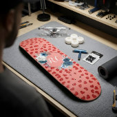 Skateboard unique Red hearts on pink and pattern Custom