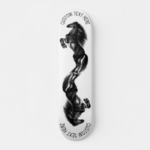 Skateboard Upright Black Wild Horses Drawing Add Text / Name