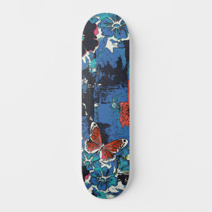 Skateboard Urban Street Art Inspirée Girl Floral Papillon