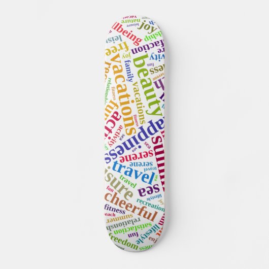 Skateboard Vacances d'été mots nuage (Recto)