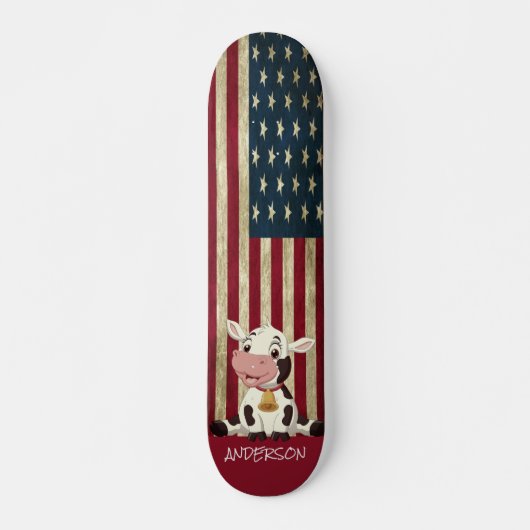 Skateboard Vache américaine personnalisée (Devant)