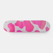 Skateboard Vache Imprimé Rose Chaud et Blanc (Horz)