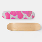 Skateboard Vache Imprimé Rose Chaud et Blanc (Horz)