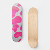 Skateboard Vache Imprimé Rose Chaud et Blanc (Recto)