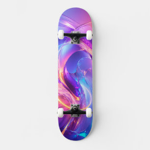 Skateboard Vague Cyberpunk Violet et Bleu Radieux