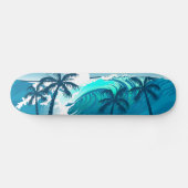 Skateboard vague de surf tropicale avec palmiers (Horz)