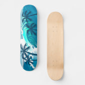 Skateboard vague de surf tropicale avec palmiers (Recto)